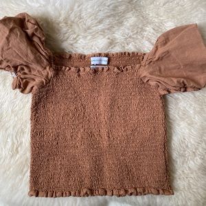 BRAND NEW SABRINA SMOCKED SQUARE NECK TOP
